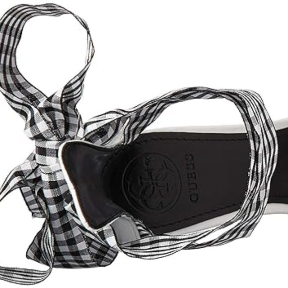 NEW Guess Pump Allison's Women White Leather Checkered Ribbon - Picture 14 of 14